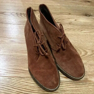 Sessun tan  cognac suede leather lace ankle boots